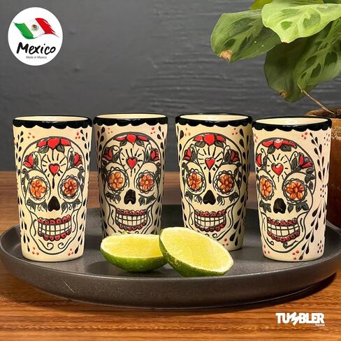Tequila Shot Glasses, Handmade Tequila Gift Set Includes 4 Ceramic Mexican Shot Glasses. Unique Gifts for Tequila Lovers. Talavera shot glasses Made in Mexico. in Saudi Arabia
