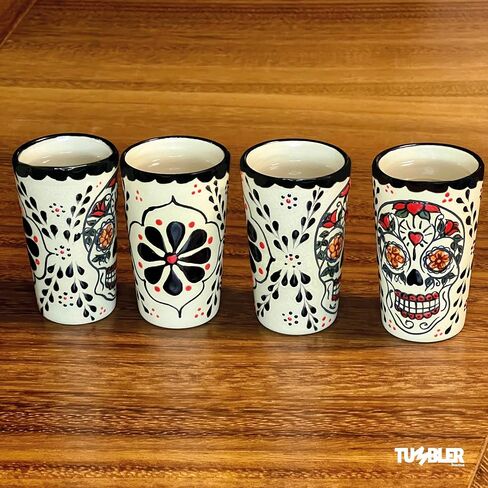 Tequila Shot Glasses, Handmade Tequila Gift Set Includes 4 Ceramic Mexican Shot Glasses. Unique Gifts for Tequila Lovers. Talavera shot glasses Made in Mexico. in Saudi Arabia