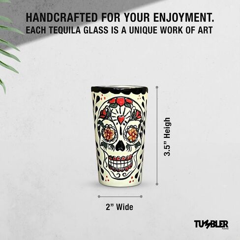 Tequila Shot Glasses, Handmade Tequila Gift Set Includes 4 Ceramic Mexican Shot Glasses. Unique Gifts for Tequila Lovers. Talavera shot glasses Made in Mexico. in Saudi Arabia