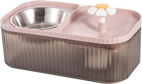 2 in 1 Cat Water Fountain and Food Bowl,Cat Fountain Water Bowl,Pet Water Bowl Fountain,Automatic Pet Water Dispenser,Cat Food and Water Bowl Set,Cat Feeding and Watering Supplies(Filters) in Kuwait