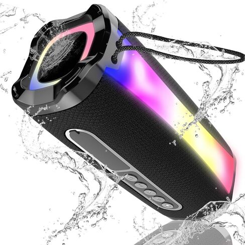neza Portable Bluetooth Speaker, IPX7 Waterproof Wireless Speaker with 20W HD Loud Stereo Sound, 18H Playtime Bluetooth Speakers, Bluetooth 5.1, RGB Lights, Outdoor Speaker for Travel/Home/Party in Saudi Arabia