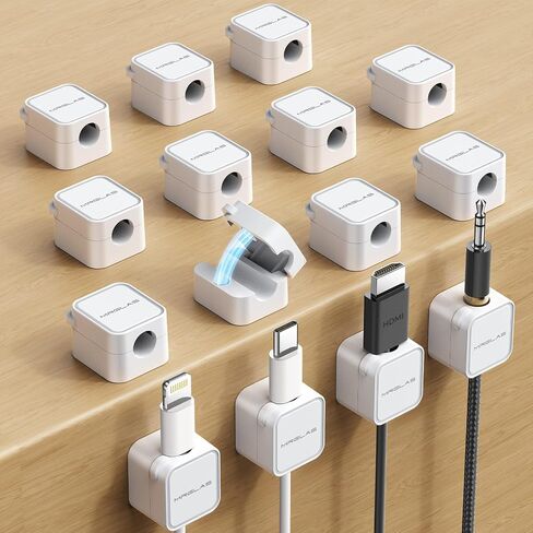 MRGLAS 10-Pack Magnetic Cable Management Cord Organizer,[1s Lock] Cable Holder Clips -Desk Cable Clips [Cable Smooth Adjustable], Adhesive Wire Organizer Keeper for Nightstand Desktop Wall Car Office in Saudi Arabia