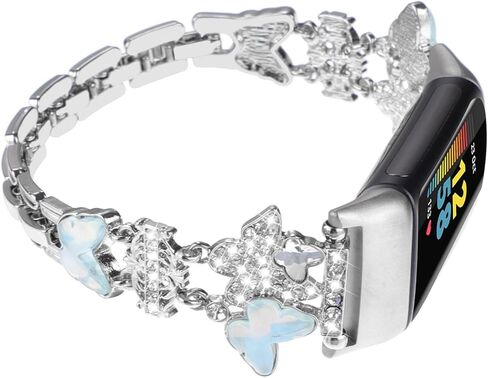 Metal Band Compatible with Fitbit Charge 6/ Fitbit Charge 5 Bands for Women, Bling Cute Cartoon Charms Bracelet Chain Strap Jewelry Replacement Watchband for Fitbit Charge 5 6 Fitness Tracker in Saudi Arabia