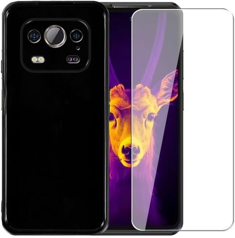 Case for Ulefone Armor 25T Pro + Glass Screen Protector Tempered Film - Transparent Silicone Soft Flexible Bumper Shockproof TPU Protective Cover Shell (Black) in Saudi Arabia
