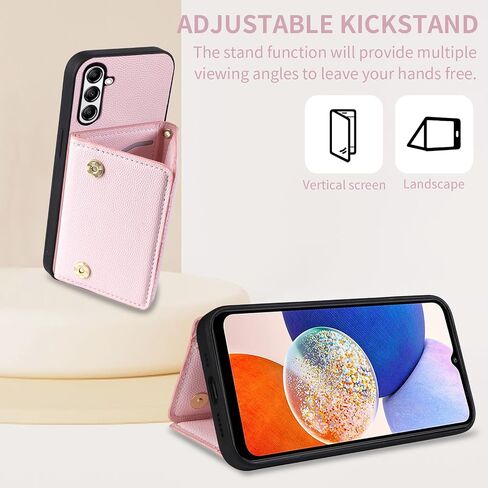 حافظة هاتف لهاتف سامسونج جالاكسي A15 5G/4G مع حزام كتف كروس وحامل بطاقات الائتمان الجلدية وجيب نحيف ومحفظة قلابة وإكسسوارات الخلايا A 15 G5 15A للفتيات والنساء باللون الوردي in Kuwait