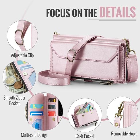 Asuwish Phone Case for iPhone 12 Pro iPhone12 6.1 Zipper Wallet Cover with Tempered Glass Screen Protector and Flip RFID Blocking Cash Card Holder Cell iPhone12pro 5G i 12s 12pro Women Girls Rose Gold in Saudi Arabia