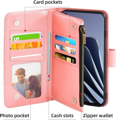 Asuwish Phone Case for OnePlus 10 Pro One Plus 10Pro 5G Wallet Cell Cover with Screen Protector Lanyard Wrist Strap Mandala Flower Zipper Card Holder On 1Plus 1 + Plus10 1+ Pro Ten Women Girls Gray in Saudi Arabia