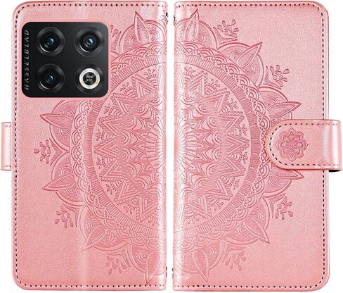 Asuwish Phone Case for OnePlus 10 Pro One Plus 10Pro 5G Wallet Cell Cover with Screen Protector Lanyard Wrist Strap Mandala Flower Zipper Card Holder On 1Plus 1 + Plus10 1+ Pro Ten Women Girls Gray in Saudi Arabia