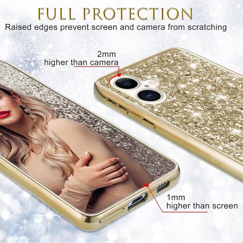 Silicone Case for iPhone 16 Plus 5G Case Glitter Sparkle Bling, Hybrid Matte Back Case High Impact Heavy Duty Shockproof Protective Cover for iPhone 16 Plus Cute Case for Women 6.7" (Red) in Saudi Arabia