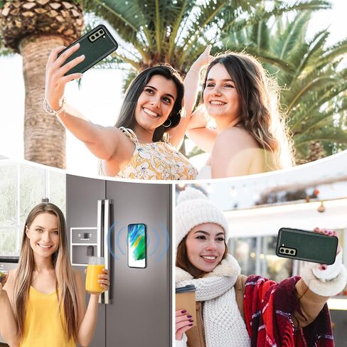 Phone Case for Samsung Galaxy S21 FE 5G Zipper Wallet Magnetic Detachable Cell Cover with Screen Protector Crossbody Lanyard Strap Flower Flip Card Holder Slot S21FE UW 6.4 inch Women Men Dark Green in Saudi Arabia