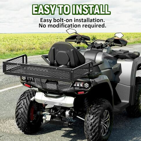 سلة شحن خلفية من ECOTRIC، رف تخزين عالمي ATV UTV، رف شبكي للسلع الخلفية من الفولاذ الأسود in Saudi Arabia