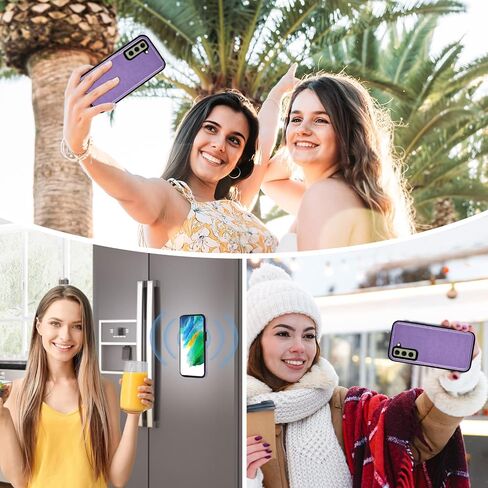Phone Case for Samsung Galaxy S21 FE 5G Zipper Wallet Magnetic Detachable Cell Cover with Screen Protector Crossbody Lanyard Strap Flower Flip Card Holder Slot S21FE UW 6.4 inch Women Men Dark Green in Saudi Arabia