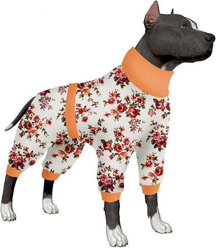 زي LovinPet Pets، بذلة ما بعد الجراحة لملابس الكلاب، حزام عاكس للضوء بتغطية كاملة للكلاب، بيجامة مرنة بطبعات بيضاء وأخضر وأحمر للكلاب الكبيرة مقاس XL in Kuwait