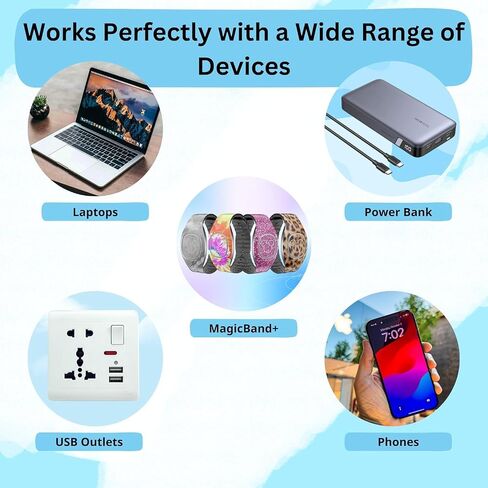 شاحن متعدد لـ MagicBand+، MagicBand+ متوافق مع FuelRod والبطارية الخارجية، Disney World Essentials، Disneyland Essentials، Cruise Essentials - شاحن Magic Band (USB-A) in Kuwait
