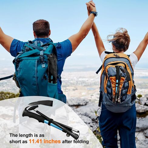 Poles Collapsible Hiking Poles- Lightweight Aluminum Foldable Trekking Walking Telescopic, Collapsible, Ultralight for Men and Women Hiking, Camping （Black 1Pack） in Saudi Arabia