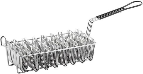 OCS Parts Pro Chef Series 8-Slot Taco Fryer Basket | 12" x 6 1/2" x 4 1/2" Nickel-Plated Steel Taco Fry Basket with Rubberized Handle and Front Hook in Kuwait