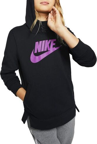 Nike Girls NSW Pullover Hoodie (US, Alpha, X-Large, Regular, Gray/Pink) in Saudi Arabia