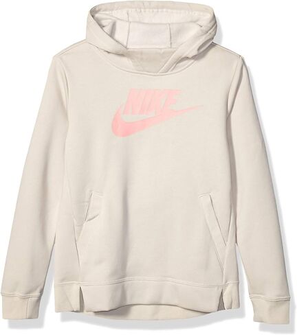 Nike Girls NSW Pullover Hoodie (US, Alpha, X-Large, Regular, Gray/Pink) in Saudi Arabia