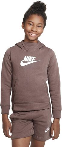 Nike Girls NSW Pullover Hoodie (US, Alpha, X-Large, Regular, Gray/Pink) in Saudi Arabia