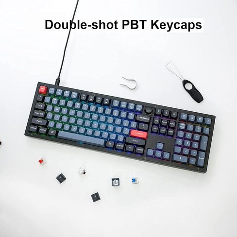 Keychron V6 100% Layout Custom Wired Mechanical Keyboard with Knob, 108 Keys RGB Backlight QMK/VIA Programmable Macro, Hot Swappable K Pro Brown Switch PBT Keycaps for Mac Windows (Frosted Black) in Saudi Arabia