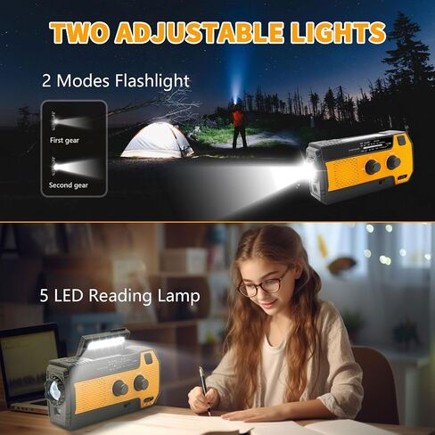4000mAh Hand Crank Radio, Emergency Radio, Solar Portable Radio, NOAA/AM/FM Weather Radio, USB Type-C Charging, Dynamo Radio, Torch & LED Reading Light, SOS Alarm for Indoor/Outdoor Emergencies Green in Saudi Arabia