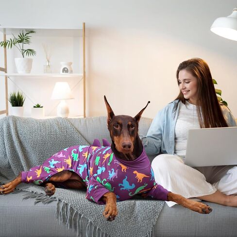 Dog Pajamas for Large Dogs, Big Dog Onesie, Big Dog Clothes, Anti Shedding, Anti Licking, Post Surgery Recovery Dog Pjs, Cotton Soft Material Stretchable Dog Pajamas U-COSP03M in Saudi Arabia