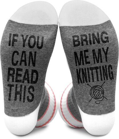 Eat Sleep Knit Repeat, Socks Gift for Knitter, Women Socks Size 5.5-11, Knitting Gift for Mom Grandma on Birthday Thanksgiving Christmas Day - A80, Gray, 5.5-11 in Kuwait