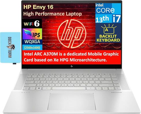 HP Envy High Performance Laptop 16.0" 120 Hz IPS WQXGA (Intel i7-13700H, Intel Arc A370M 4GB, 32GB DDR5, 1TB PCIe SSD, Backlit KYB, 2 Thunderbolt 4, Win 11 Pro) w/DKZ USB Port Expander in Saudi Arabia