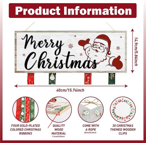 Christmas Card Holder,Christmas Hanging Sign Display,Gift Card Tree Holder,Have Yourself a Little Merry Christmas Wooden Sign Picture Holder with 30 Clips for Farmhouse Home Holiday Wall Decor in Saudi Arabia