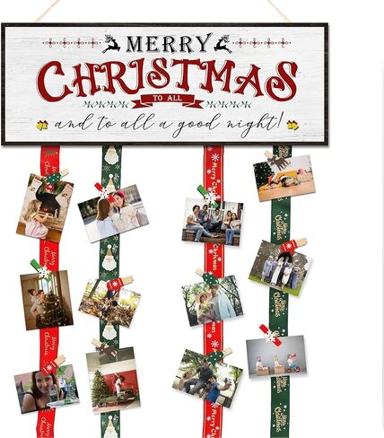 Christmas Card Holder,Christmas Hanging Sign Display,Gift Card Tree Holder,Have Yourself a Little Merry Christmas Wooden Sign Picture Holder with 30 Clips for Farmhouse Home Holiday Wall Decor in Saudi Arabia