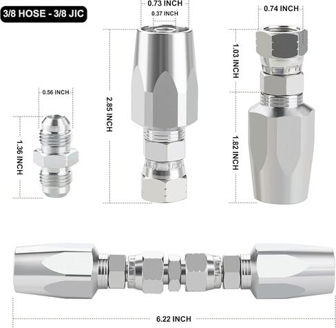 2PCS 1/2'' Reusable Hydraulic Fittings, Size #08 Hydraulic Hose Repair Kit in Saudi Arabia