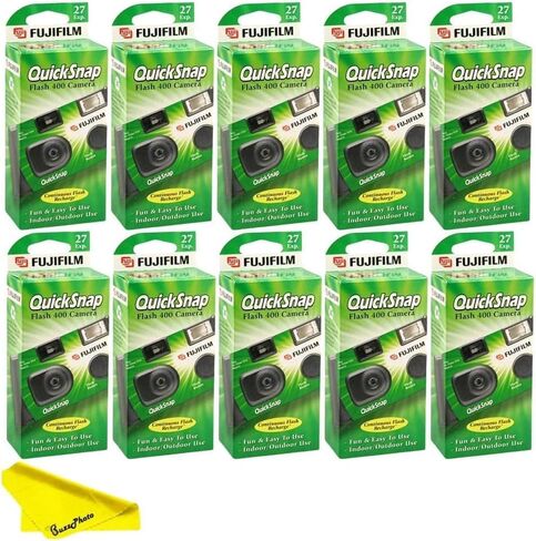 Fujifilm QuickSnap Flash 400 Disposable Camera 35mm - 27 exposures Bundle with BuzzPhoto Microfiber Cleaning Cloth (6 Pack) in Saudi Arabia