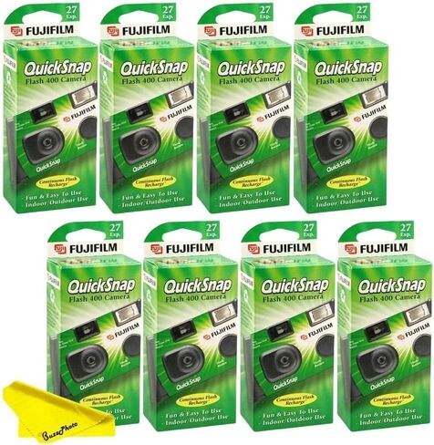 Fujifilm QuickSnap Flash 400 Disposable Camera 35mm - 27 exposures Bundle with BuzzPhoto Microfiber Cleaning Cloth (6 Pack) in Saudi Arabia