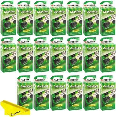 Fujifilm QuickSnap Flash 400 Disposable Camera 35mm - 27 exposures Bundle with BuzzPhoto Microfiber Cleaning Cloth (6 Pack) in Saudi Arabia