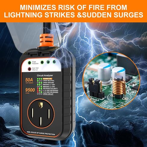 RV Surge Protector 50 Amp, Surge Protectors for RV with Waterproof Cover,All-in-1 RV Circuit Indicators (9500 Joules) in Saudi Arabia