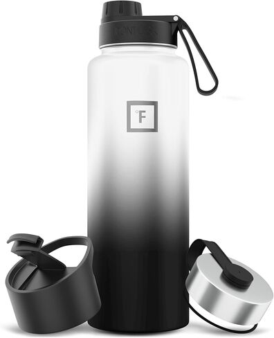 IRON °FLASK Camping & Hiking Hydration Flask, Wide Mouth, 3 Straw Lids, Stainless Steel Outdoor Water Bottle, Double Walled, Insulated Thermos, Metal Canteen - Cobalt Speckle, 40 Oz in Saudi Arabia