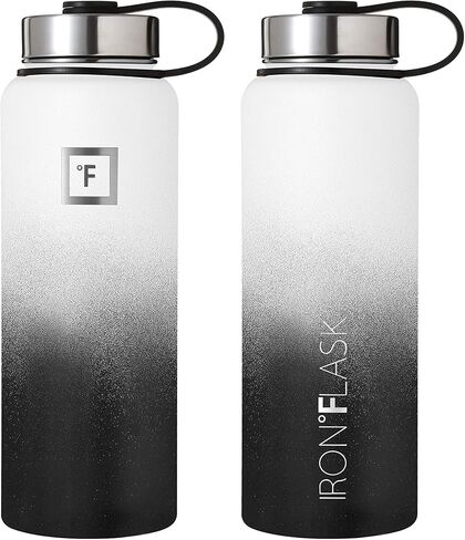 IRON °FLASK Camping & Hiking Hydration Flask, Wide Mouth, 3 Straw Lids, Stainless Steel Outdoor Water Bottle, Double Walled, Insulated Thermos, Metal Canteen - Cobalt Speckle, 40 Oz in Saudi Arabia