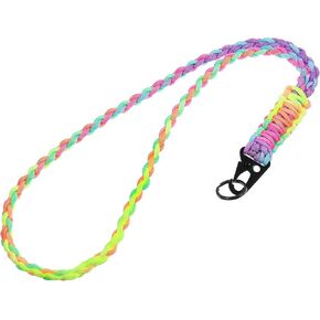 Paracord Lanyards for Keys, Heavy Duty 550 Rainbow Keychain Lanyard, Camo Weave Neck Lanyard for Key Badge Holder, Camera, Wallet and ID Card