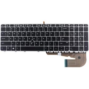 Laptop Keyboard,Backlit,with Silver Keyboard Trim,Keyboard Replacement for HP EliteBook 755 G3,850 G3,850 G4,ZBook 15u G3,ZBook 15u G4,US Version,Pointint Stick
