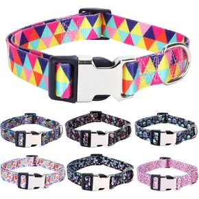 Weimostar Soft Dog Collar with Floral Cute Pattern Adjustable Buckle Durable Fancy Puppy Collars for Small Pet Girl Boy Cat Kitten Multicolor XSmall