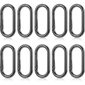 Small Carabiner Clip, 10 Pcs 2 Inch Aluminum Alloy Locking Carabiner Oval Mini Carabiner Keychain Heavy Duty Spring Snap Hooks for Outdoor Climbing Camping Fishing Hiking (Black) in Kuwait
