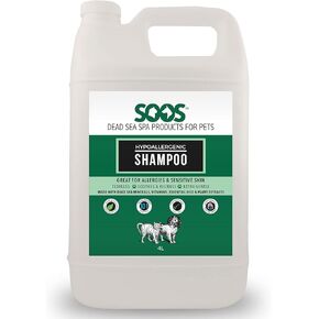 Soos Pet Shampoo Hypoaller-genic Natural Dead Sea Minerals Fast Absorbing with Vitamins Essential Oils Natural Elements for Dogs and Cats - 1x Pet Shampoo (4L)