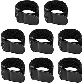 8PCS Elasticated Velcro Anti Skid Straps Silicone Elasticated Drawstring Storage Elasticated Sewing Strap Buckle Heavy Duty Multi Purpose Hook and Loop Straps for Ropes Hoses Yoga Mats Bicycles