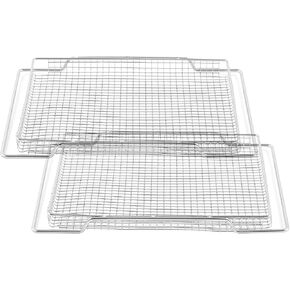 Upgraded Air Fryer Basket Replacement for Breville Smart Oven Parts 304 Stainless Steel Air Fryer Tray BOV800XL Pro BOV845BSS Breville Air Fryer Accessories Mesh Basket Oven Baking Pan 2 Pcs