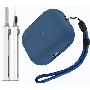 Miracase Designed for Airpods Pro 2nd/1st Case with Cleaner Kit, Soft Skin Cases for Airpod Pro 2 (2024/2023/2019), Front LED Visible Liquid Silicone Cover with Lanyard (Black)