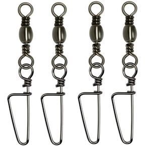 25-50pcs Fishing Rolling Barrel Swivels with Coast Lock Snap Black Nickel Fishing Swivel Snaps Quick Fishing Line Connector