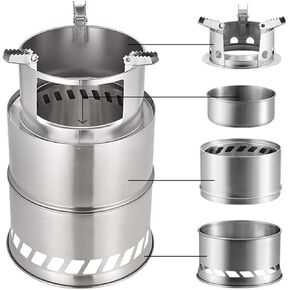 Topyond Camping Stove, Foldable Camping Stove, Stainless Steel Wood Burning Stove, Portable Backpacking Stove for Outdoor Camping Hiking Picnic BBQ(Large)