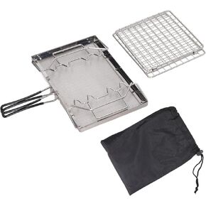 Topyond Portable Stainless Steel Camping Stove Toaster, Folding Outdoor Toaster Rack Holder Stable Structure with Handle for BBQ Camping Picnic