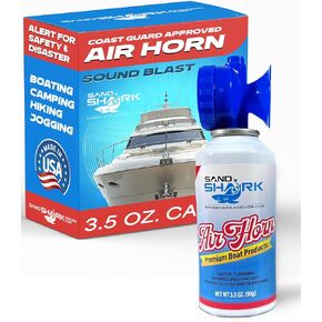 SandShark 2PK Premium Boating Air Horn Handheld Canister, Compressed & Very Loud, Coast Guard Approved, Emergency Use for Marine & Watercraft Safety, Sports, Parties, Camping, Outdoors, (2) 1.4oz