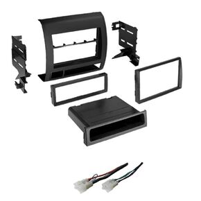 Black Single or Double DIN Car Stereo Radio Install Dash Kit + Wire Harness Made for Some 2005-2011 Toyota Tacoma